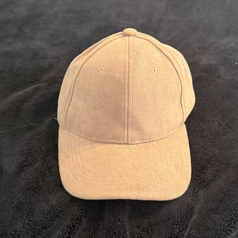 Tan Faux Suede Baseball Cap Adjustable Minimalist Hat